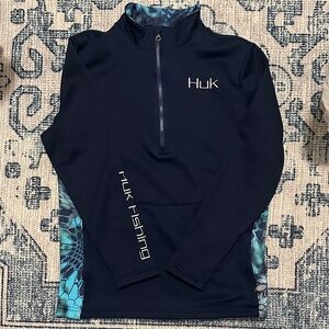 NWOT Huk Dark Blue Half-Zip Fishing Top